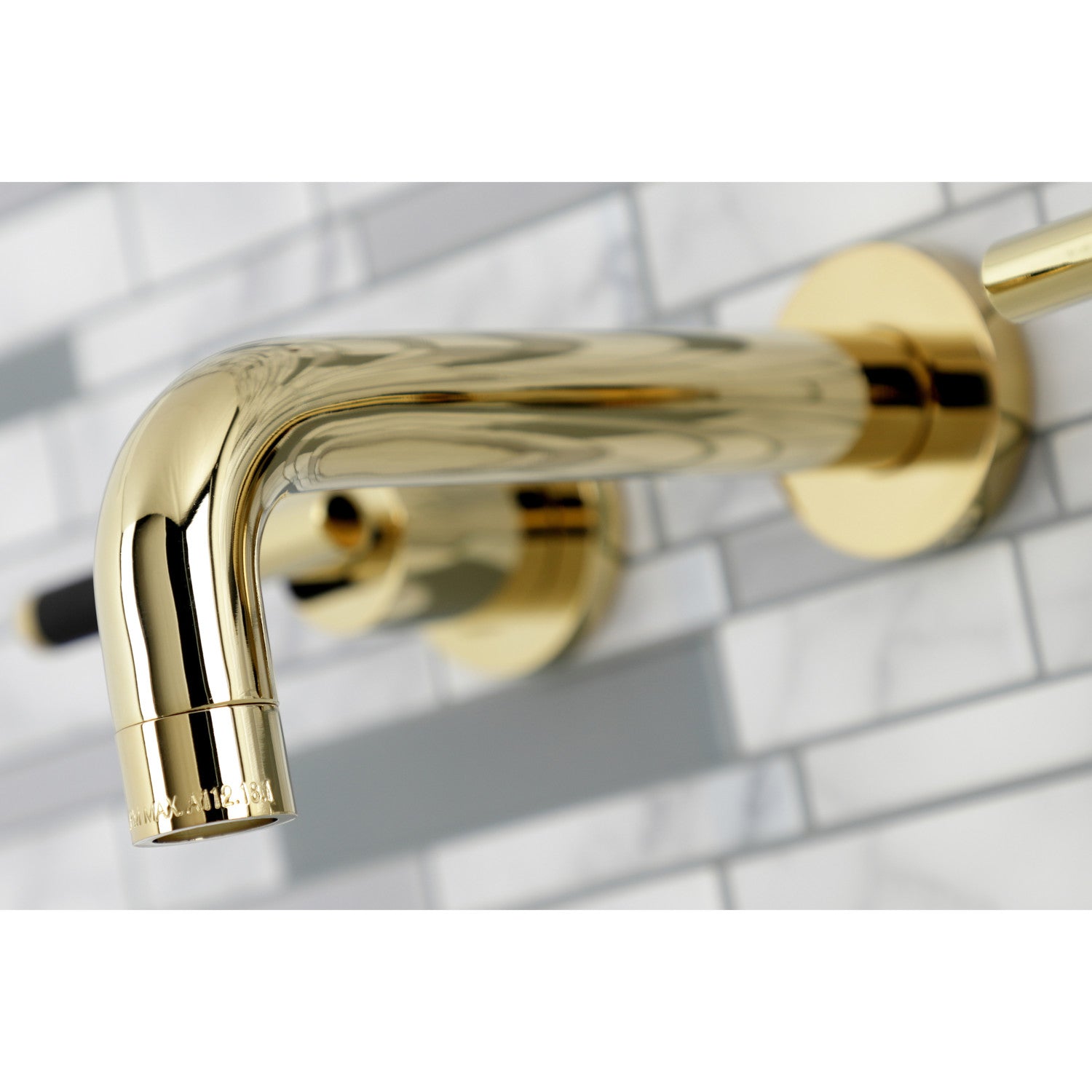 Kingston Sona KS8122CKL - Kaiser Double-Handle 3-Hole Wall Mount Bathroom Faucet, Polished Brass — thumbnail 3
